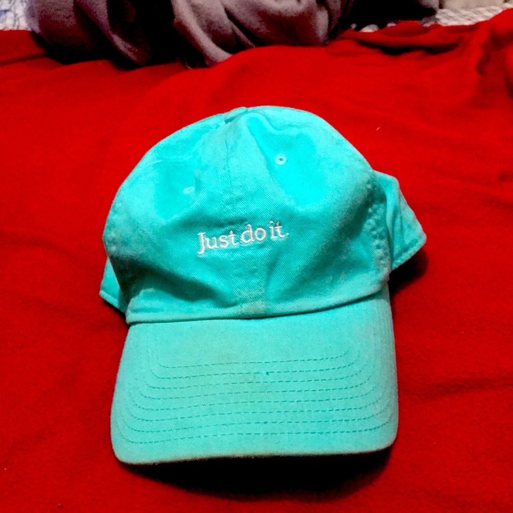 A baby blue Nike hat